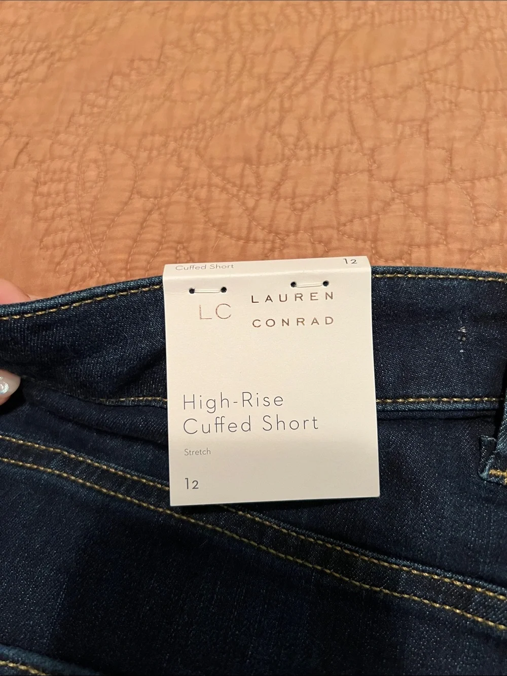 LC Lauren Conrad Dark Blue Rolled-Hem Denim Shorts